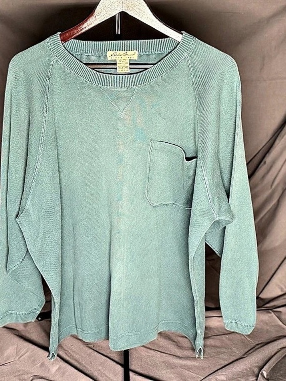 Vintage Eddie Bauer Crewneck Sweater Cotton Knit in Teal Size Large